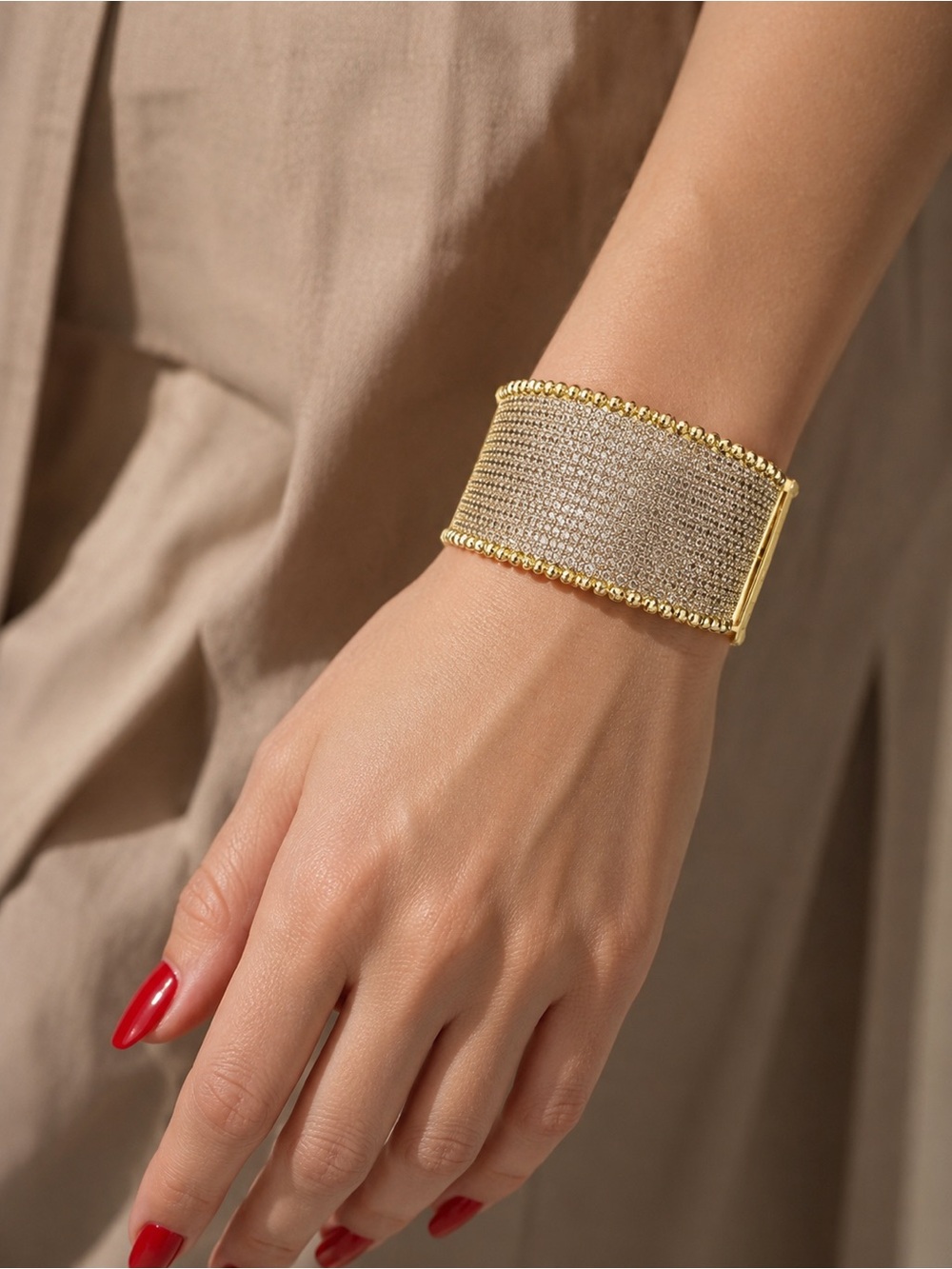 Designer Adina Eden- Lux Inspired CZ Gold Cuff Bangle